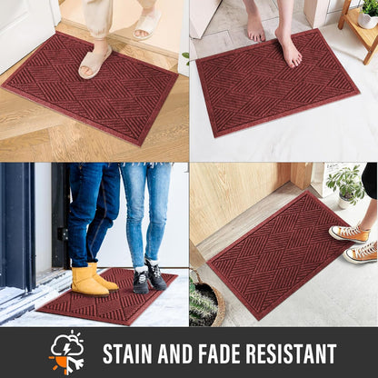 HIYARD Sturdy Front Door Mat, Absorbent Muddy Dirt Resist Welcome Door Mats Outdoor Indoor, Stain and Fade Resistant, Non-Slip Rubber Backing Low Profile Doormat for Entryway, 30×17, Beige