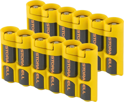 Storacell Slimline AA-6 Battery Storage Caddy and Dispenser (Pack of 2), Military Green, Holds 6 AA Batteries (Not Included), Durable & Compact Design, The Original Battery Caddy, Made in The USA