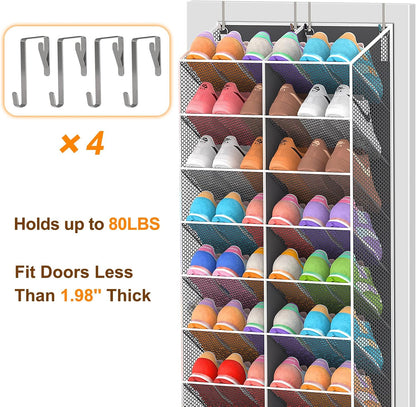 UVIAHOMI Over the Door Shoe Organizer for 20-30 Pairs, 10-Tier, Black