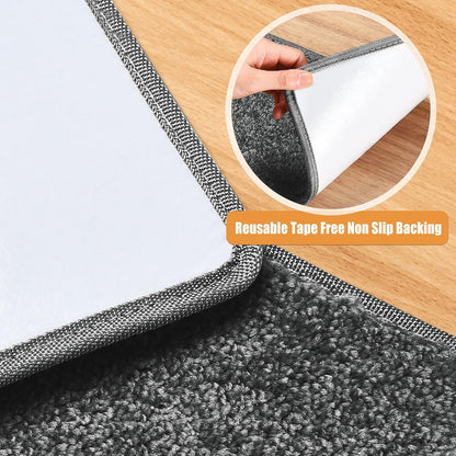 PURE ERA Carpet Stair Treads Tape Free Non Slip Indoor Stair Carpet Stair Protectors Pet-Friendly Non-Slip Skid Resistant Washable Reusable 8" x 30"(2 Pieces,Black)