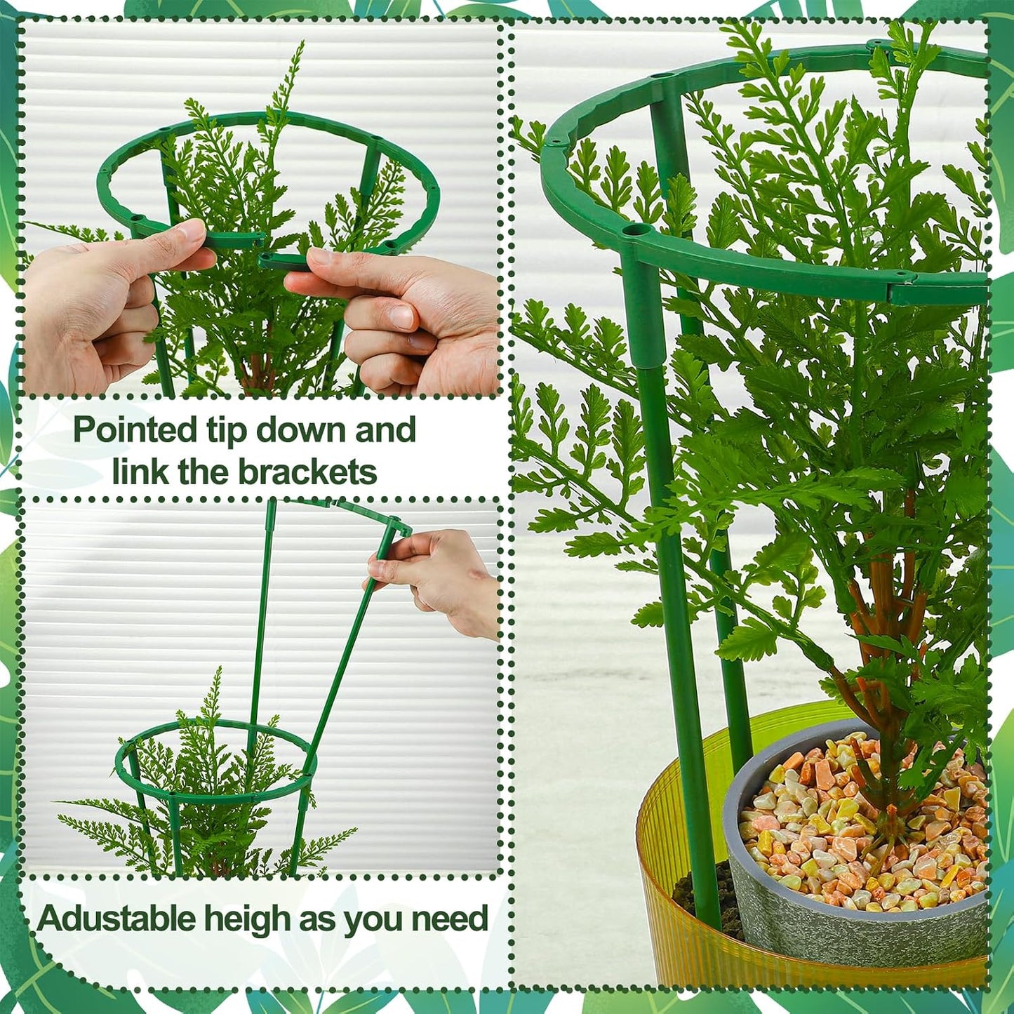 36 Pcs Plant Support Stakes, Half Round Plant Support for Indoor Plants Stackable Plant Holder Stick Plastic 9.8 Inch Plant Stakes for Tomato, Monstera, Peony, Hydrangea Climbing Plants