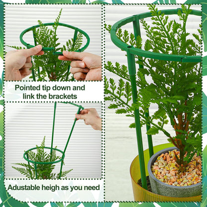 36 Pcs Plant Support Stakes, Half Round Plant Support for Indoor Plants Stackable Plant Holder Stick Plastic 9.8 Inch Plant Stakes for Tomato, Monstera, Peony, Hydrangea Climbing Plants