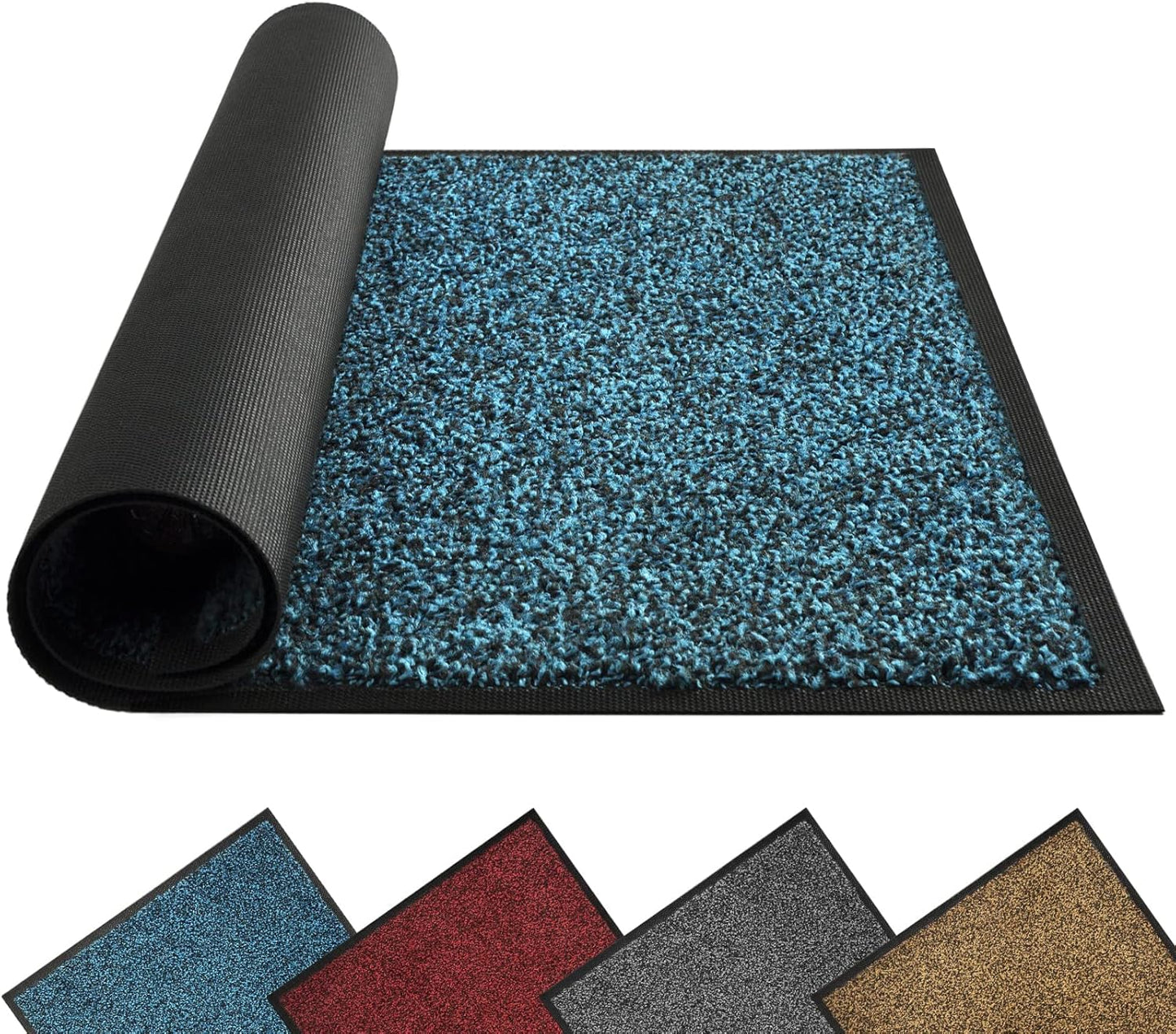 Mibao Front Door Mat, Dirt Trapper Welcome Mat for Outdoor Indoor, Non-Slip Waterproof Doormat, Durable Machine Washable Low Profile Entry Rug for Back Door Outside Patio Porch, 29.5" x 17", Grey