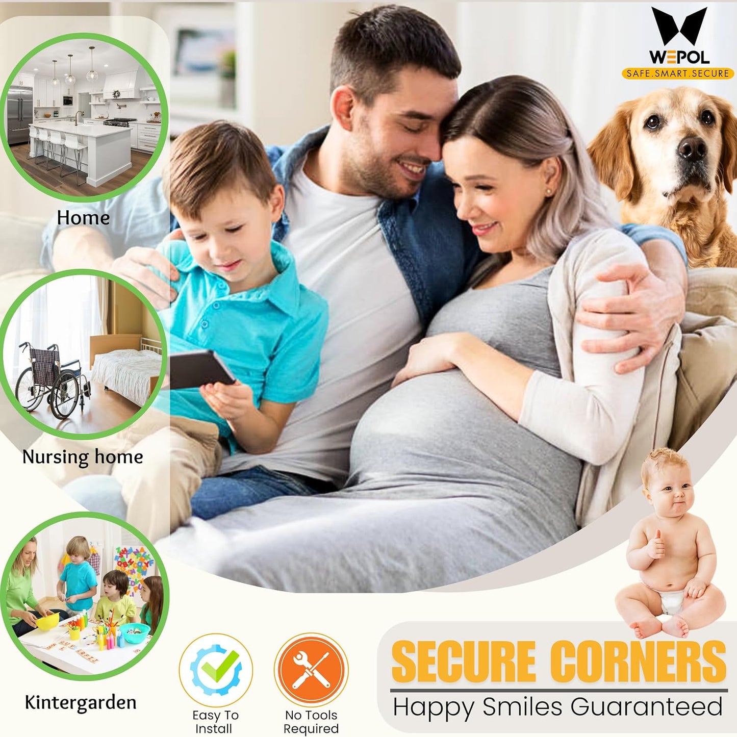Soft Foam Corner Protectors for Baby, Bed Frame Corner Guards, Sharp Edge Desk Furniture Safety Cover Bumpers for Kids, Adhesive Pre-Taped Rubber Padding Cushion (Black, 4 Pack)