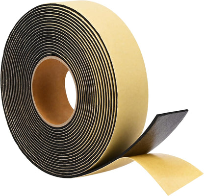 Weather Stripping Door Seal Strip 30 Feet, 2 Inch Wide X 1/8 Thick Black Foam Seal Tape Strong Adhesive for Doors and Windows Insulation, Soundproofing, Rattle