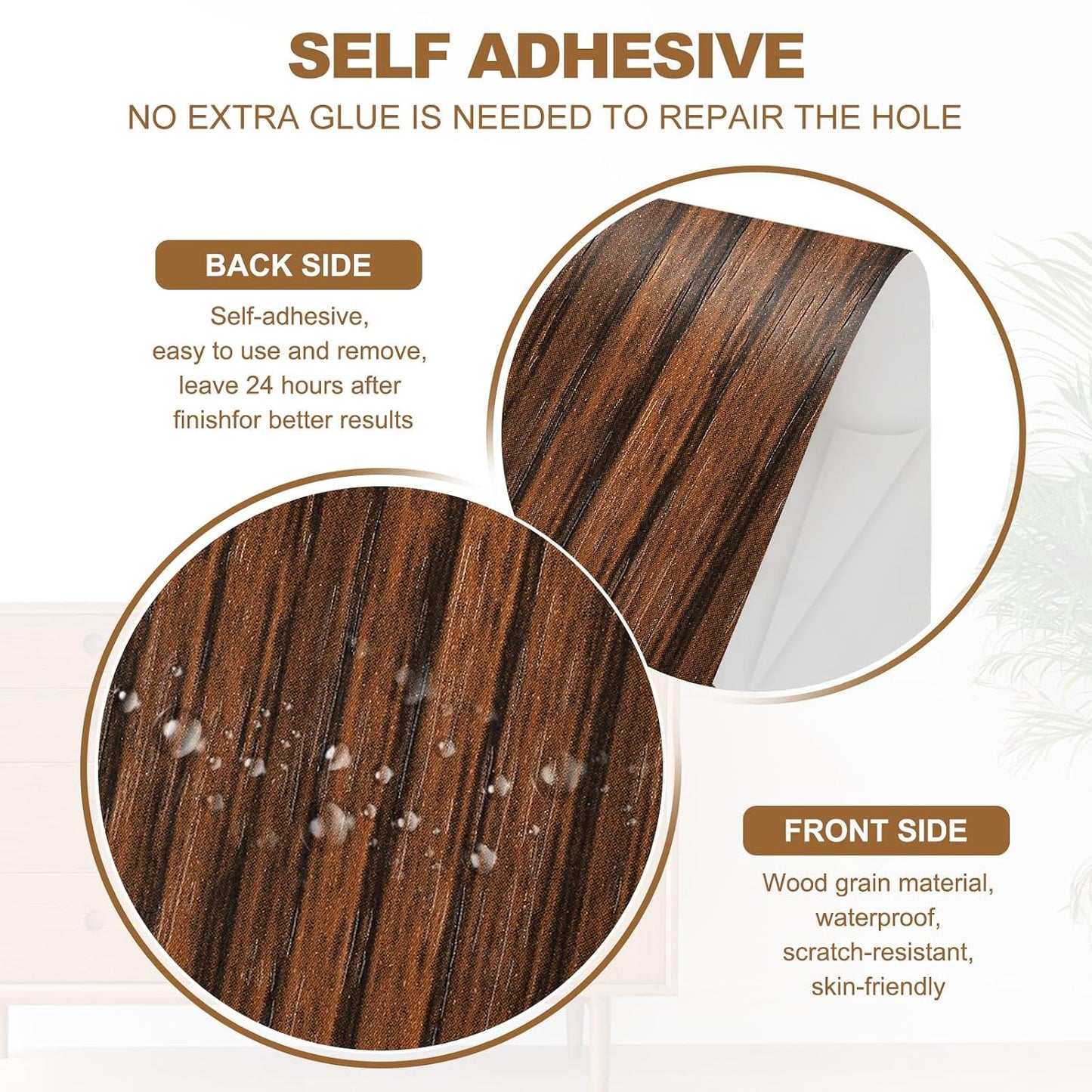 PATIKIL Self Adhesive Wood Grain Repair Tape 33'x 3", Multi-Use Realistic Wood Grain Repair Patch for Furniture Floor Door Table Chair Windows Handicraft DIY, Yellow Teak