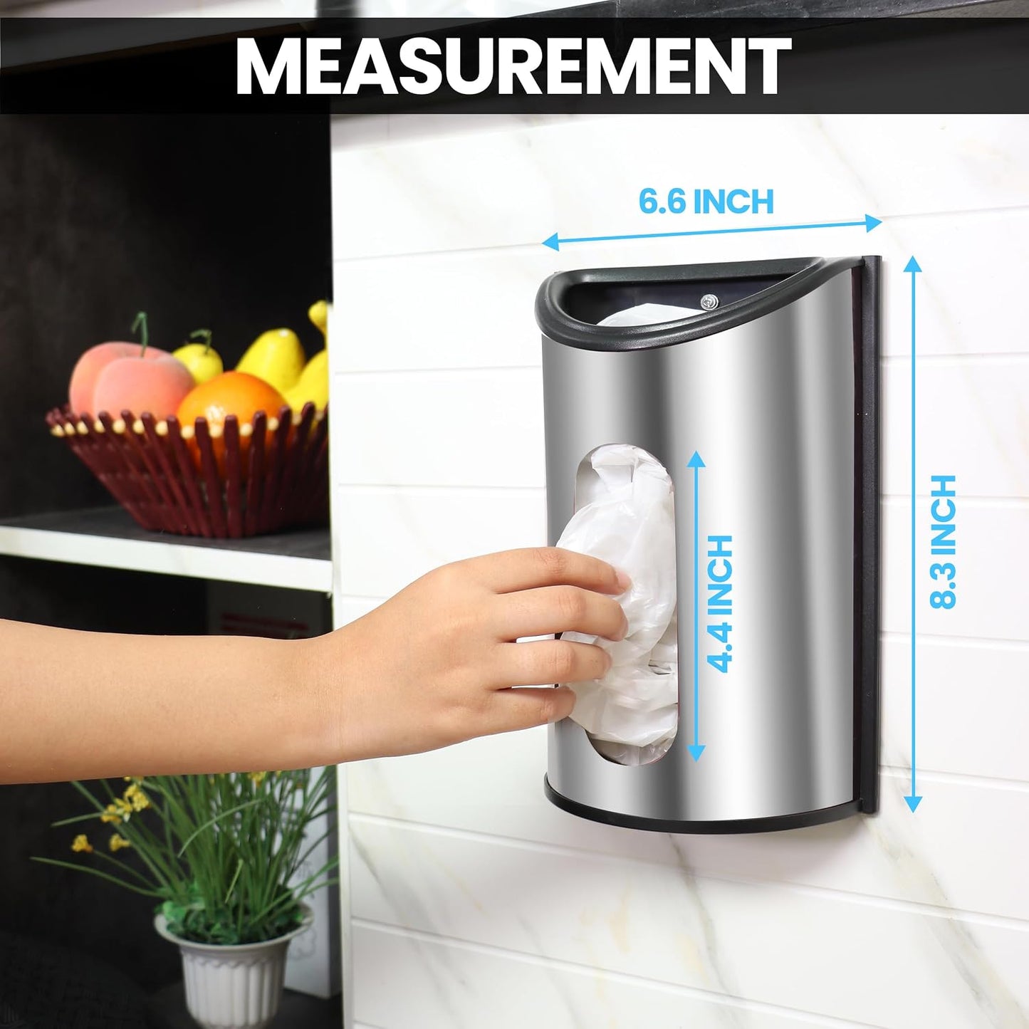 Utopia Kitchen Wall-Mounted Stainless Steel Grocery Bag Holder & Dispenser, Space-Saving Plastic Bag Holder for Kitchen, Pantry or Cabinet, Reusable Plastic Bag Organizer, Silver