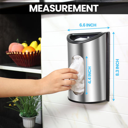 Utopia Kitchen Wall-Mounted Stainless Steel Grocery Bag Holder & Dispenser, Space-Saving Plastic Bag Holder for Kitchen, Pantry or Cabinet, Reusable Plastic Bag Organizer, Silver