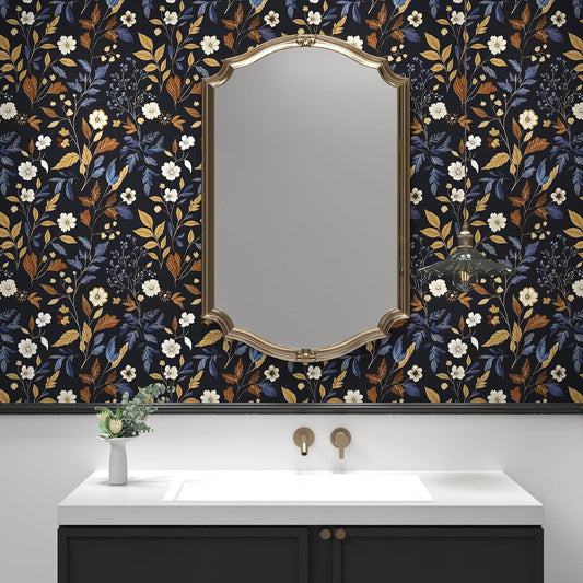 BOKEBEVE Extra Long Vintage Mushroom Wallpaper Peel and Stick Butterfly Wallpapers Renter Friendly Wall Paper for Closet Accent Wall Pantry Home Decoration Removable Black 17.5 x 393.5In