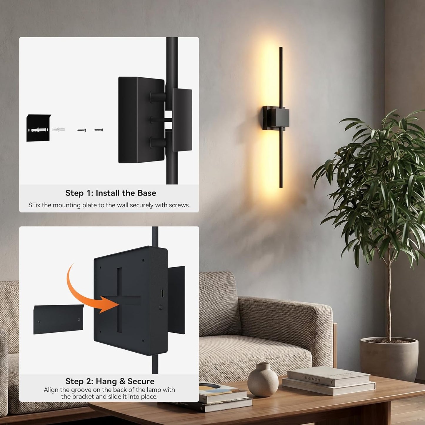 Torchlet Battery Operated Wall Sconces Set of 2 with Remote Control,DIY Independent Rotation Picture Lights,3000K-6000K Dimmable LED Rechargeable Wall Lights for Living Room Bedroom, 28.3'' Gold