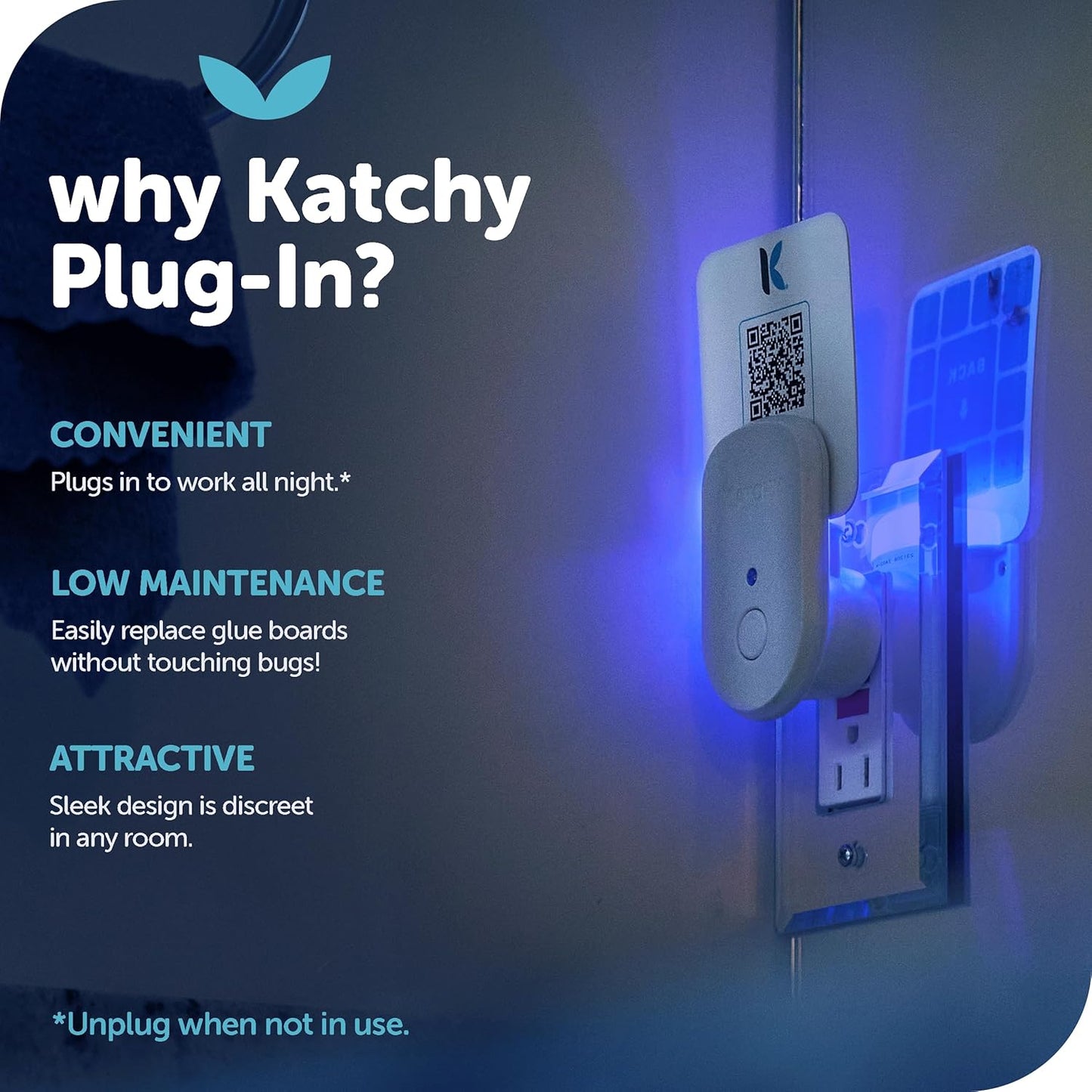 Katchy Flying Insect Trap Indoor – Catcher & Killer for Mosquito, Fruit Fly, Gnat & Small Moth – Non-Zapper with Suction & Blue Light – Ideal for Indoor Spaces, Kitchen & Plants (Original, Black)