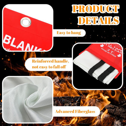 Jerify 15 Pcs Fire Blanket - Fiberglass Fire Emergency Flame Retardant Safety Fireproof Safety Suppression Cover Blanket for Kitchen, Home, Car and Office - 39 x 39 Inch (Red)