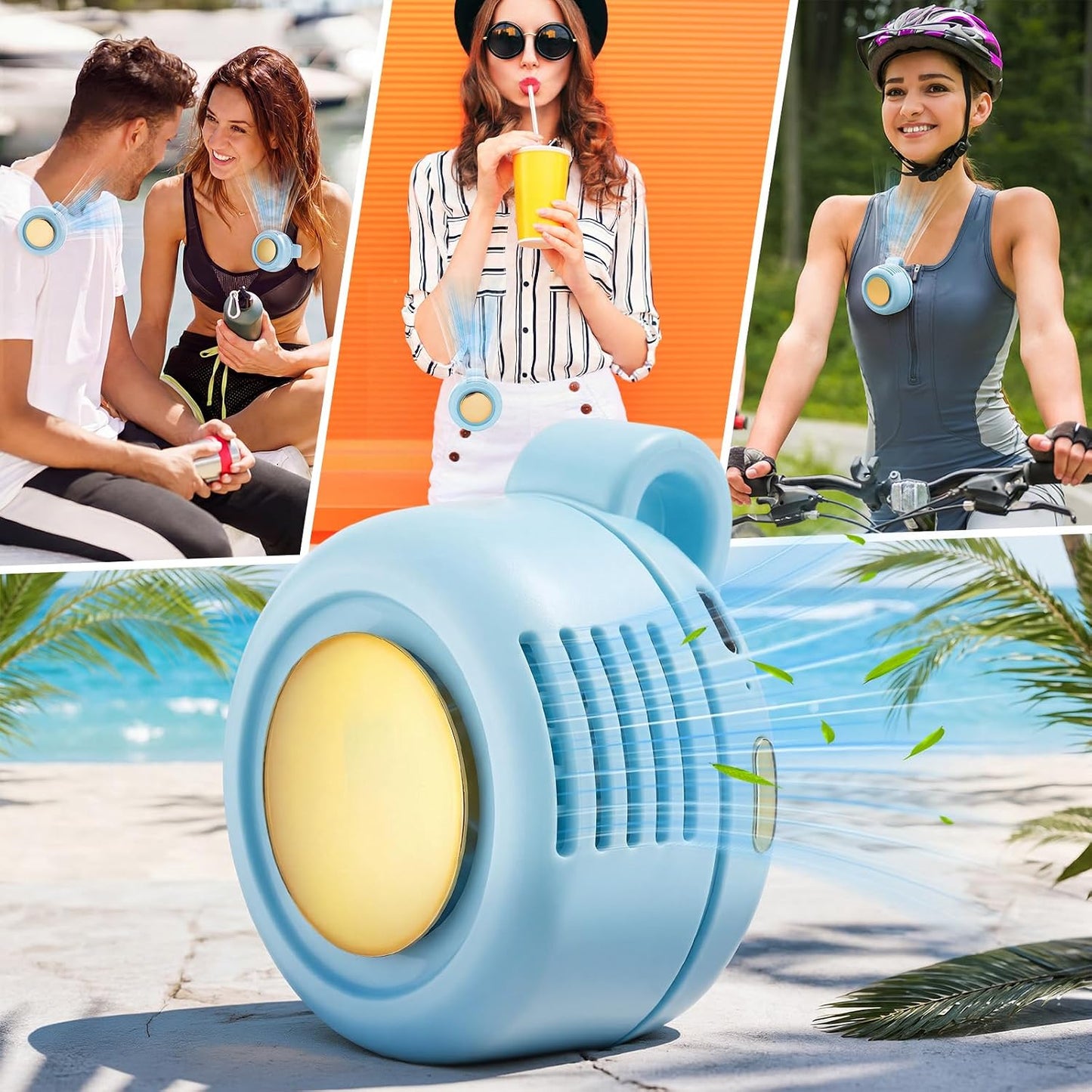 4 Pack 360° Portable Silent Mini Bladeless Electric Fan, Small Fan Clip on for Shirt & Waist, 3 Speeds Rechargeable Whirlwind Cooling Fans for Outdoor Travel Office(Pink)