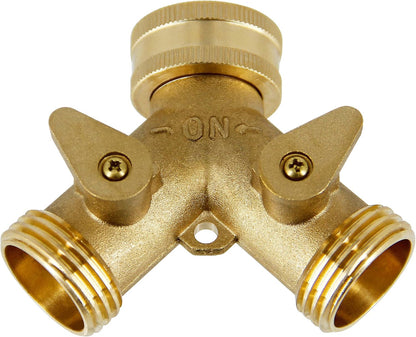 Lifynste 2 Way Brass Hose Splitter, 3/4" Brass Hose Connectors, Y Connector Garden Hose Adapter Connector, 1 Pack
