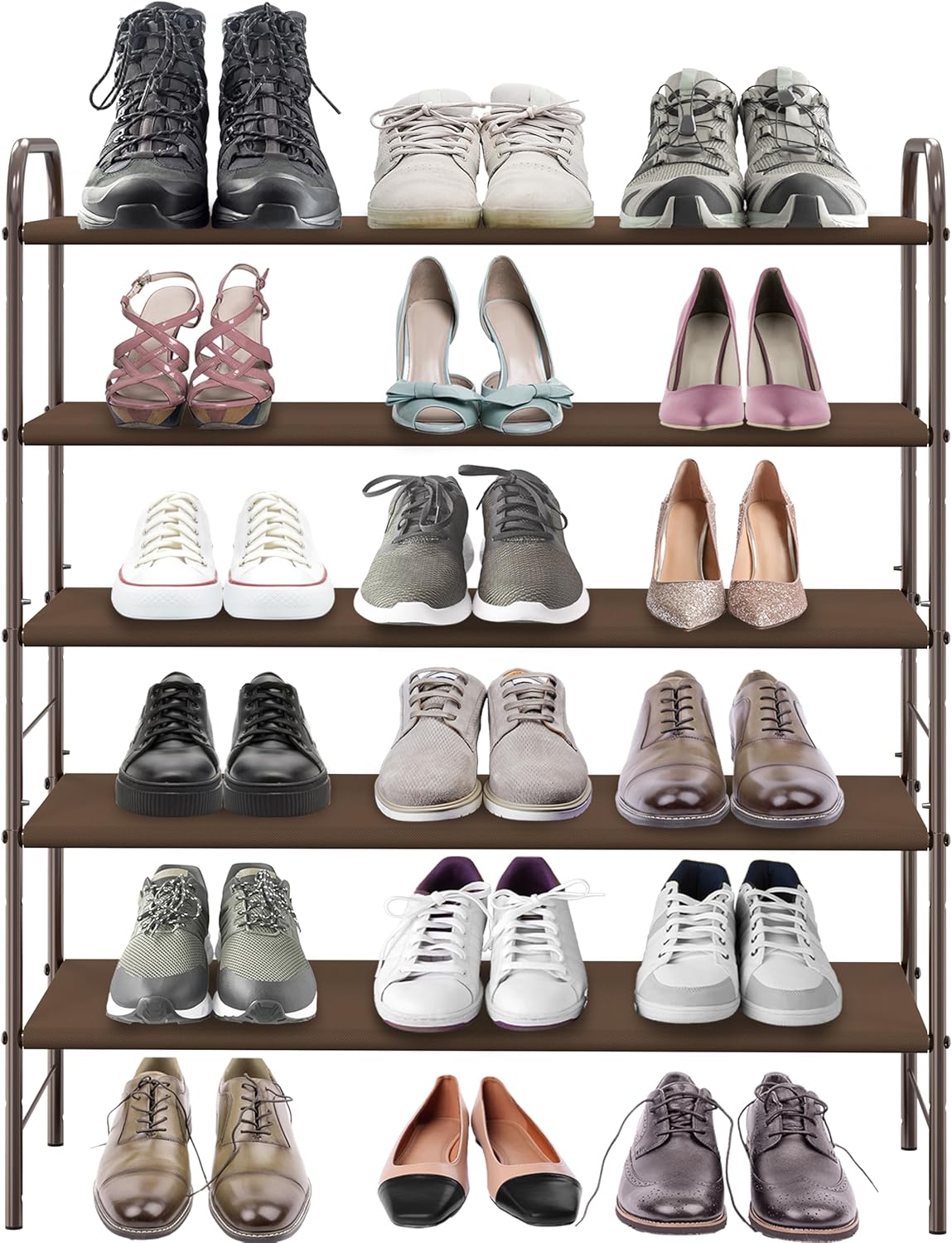 Simple Houseware 3-Tier Shoe Rack Storage Organizer, Grey – Space-Saving Shoe Shelf, Holds 9–16 Pairs, Sturdy Metal Frame, Easy Assembly – Closet, Entryway, Bedroom Shoe Storage Solution