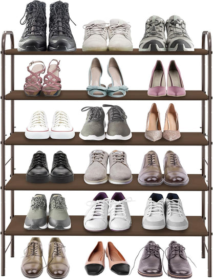 Simple Houseware 3-Tier Shoe Rack Storage Organizer, Grey – Space-Saving Shoe Shelf, Holds 9–16 Pairs, Sturdy Metal Frame, Easy Assembly – Closet, Entryway, Bedroom Shoe Storage Solution