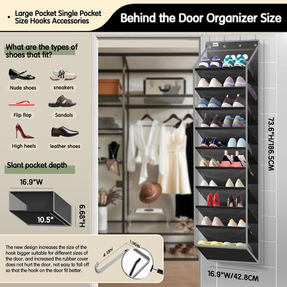 Kotkn 35 Compartment Over The Door Storage - Breathable Mesh Hanging Organizer with Large Pockets, Space Saving Design for Men & Women's Footwear, Closet, Bedroom （White）