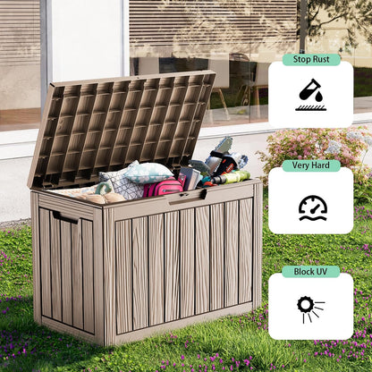 60 Gallon Outdoor Waterproof Storage Box, UV Resistant Resin Deck Box with Built-in Handle, Outdoor Storage Container for Patio Furniture, Garden Tools, Patio Cushions, Black