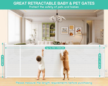 71 inch Retractable Baby Gates, EZIGO Extra Wide Baby Gate for Large Opening Extra Long Mesh Gate for Kids or Pet Dog Gate Child Safety Gate for Stairs Hallways Doorway Indoor Outdoor, Gray