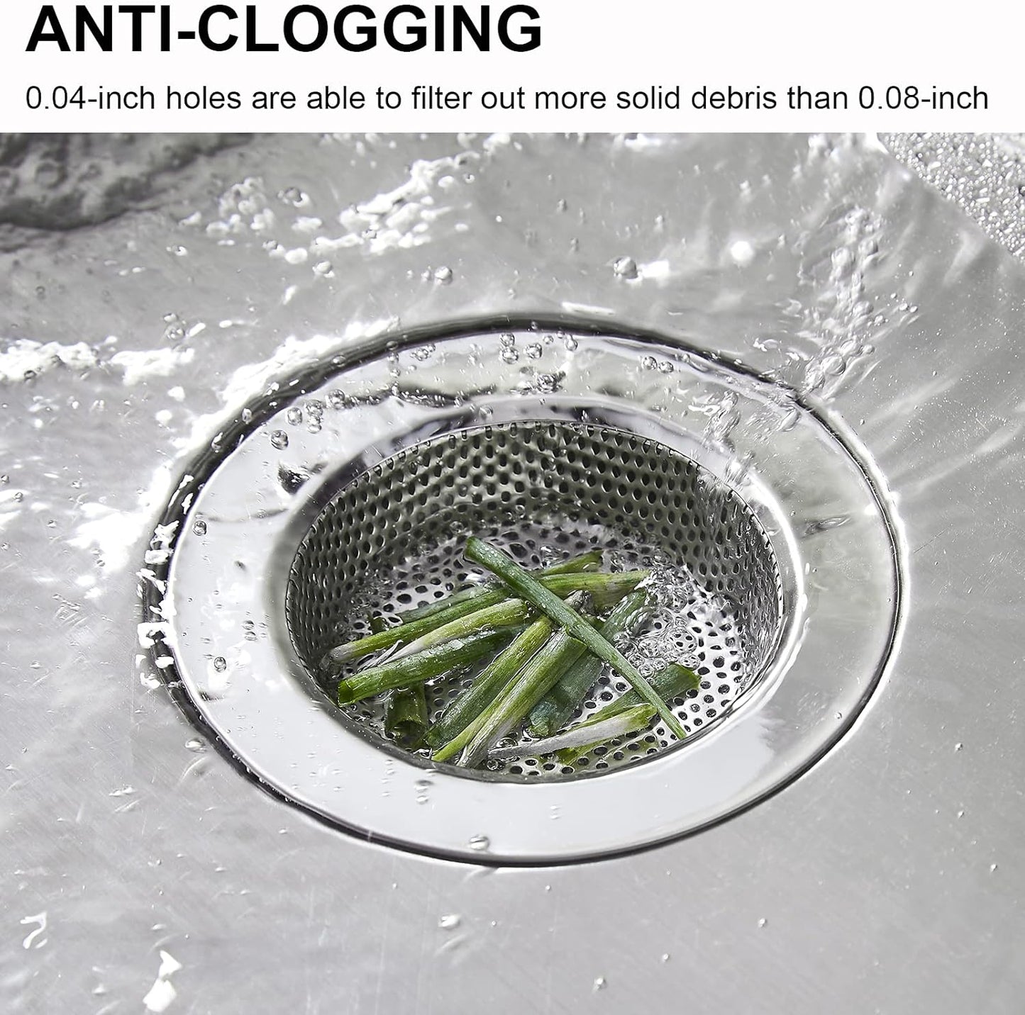 LASSHSWA 2 Pcs Kitchen Sink Strainer Stainless Steel, Mesh and Punching, Kitchen Sink Drain Strainer, Sink Strainers with Large Wide Rim 4.5" Diameter for Kitchen Sinks