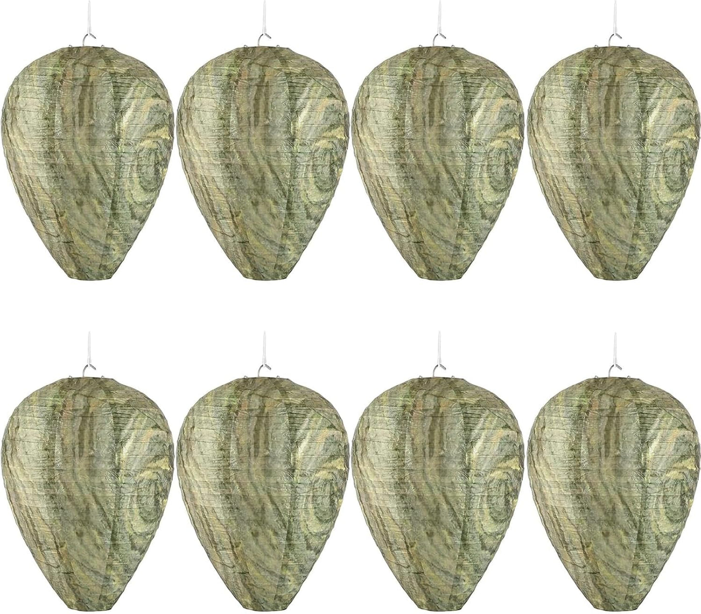 DECYOOL 8 Pack Paper Wasp Nest Decoy Hanging Wasp Deterrent for Wasps Hornets Yellow Jackets