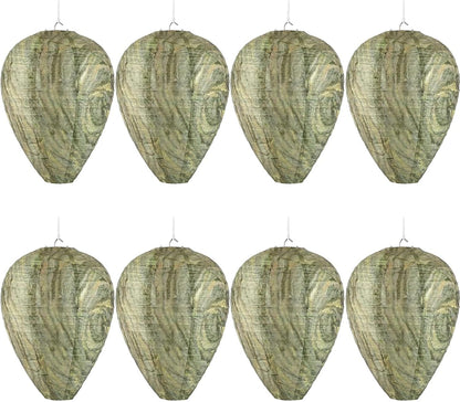 DECYOOL 8 Pack Paper Wasp Nest Decoy Hanging Wasp Deterrent for Wasps Hornets Yellow Jackets
