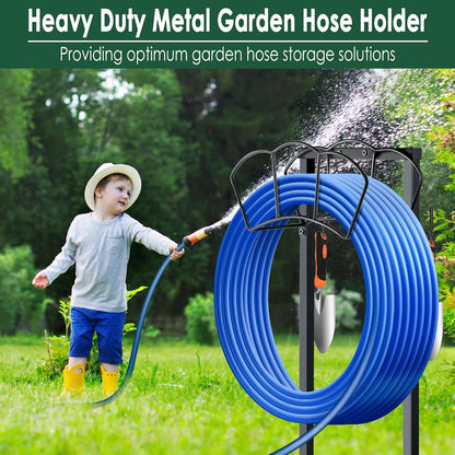 Metal Garden Hose Holder, Heavy Duty Water Hose Hanger, Wall Mounted Hoses Organizer, Hose Reel Stand Rack Hook, Hose Storage hold 150Ft Water Hoses for Outside Yard