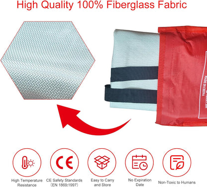 39"x39" Fire Blanket Emergency for Home, Kitchen, Camping & Car - Heavy Duty Fiberglass Fire Suppression Safety Cover (1 Pack)