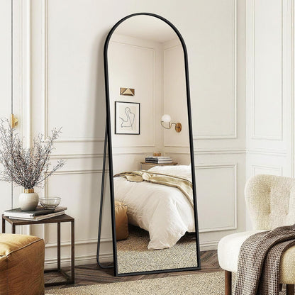 FICTOR Arched Full Length Mirror 15" x 56", Full Body Floor Mirror with Adjustable Stand, Free Standing Mirror with Aluminum Frame for Bedroom, Living Room, Cloakroom, Gold