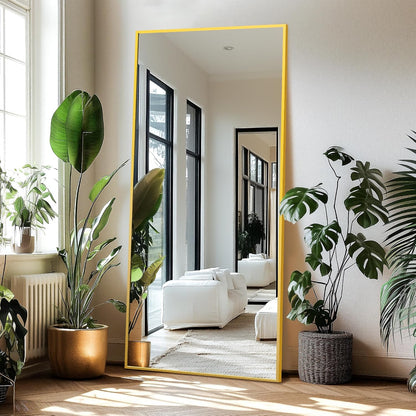 Delma Wall Full Length Mirror,Standing Mirror Full Body,Large Floor for Wall Door Bedroom Bathroom Living Room with Aluminium Frame(with Stand,56x15-Black)