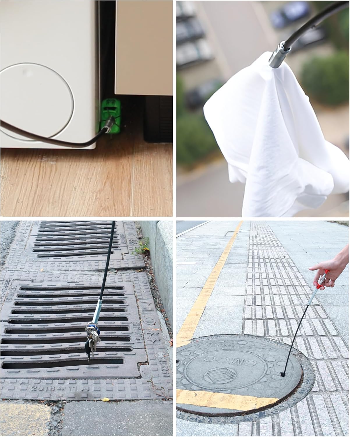 Upgrade 33 Inch Drain Snake Clog Remover with Stronger Claw, Flexible Grabber Tool with Bonus 60 Inch Drain Brush