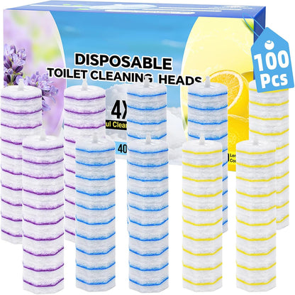 Toilet Bowl Wand Refills for Clorox, Toilet Cleaner Refills,100 Count | Compatible with Clorox Toilet System, Pre-Loaded Cleaner, 3-Layer Scrub Pads, 4X Cleaning Power , Lemon Lavender Scent
