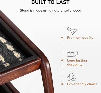 Anji Mountain Heavy Duty Waterproof Wooden Shoe Storage Mat Organizer/Boot Storage Tray Multi Use for Entryway with Coir, Gray and Ivory Insert, 1 Tier, Fits 2 Pair (26.5" Wide)