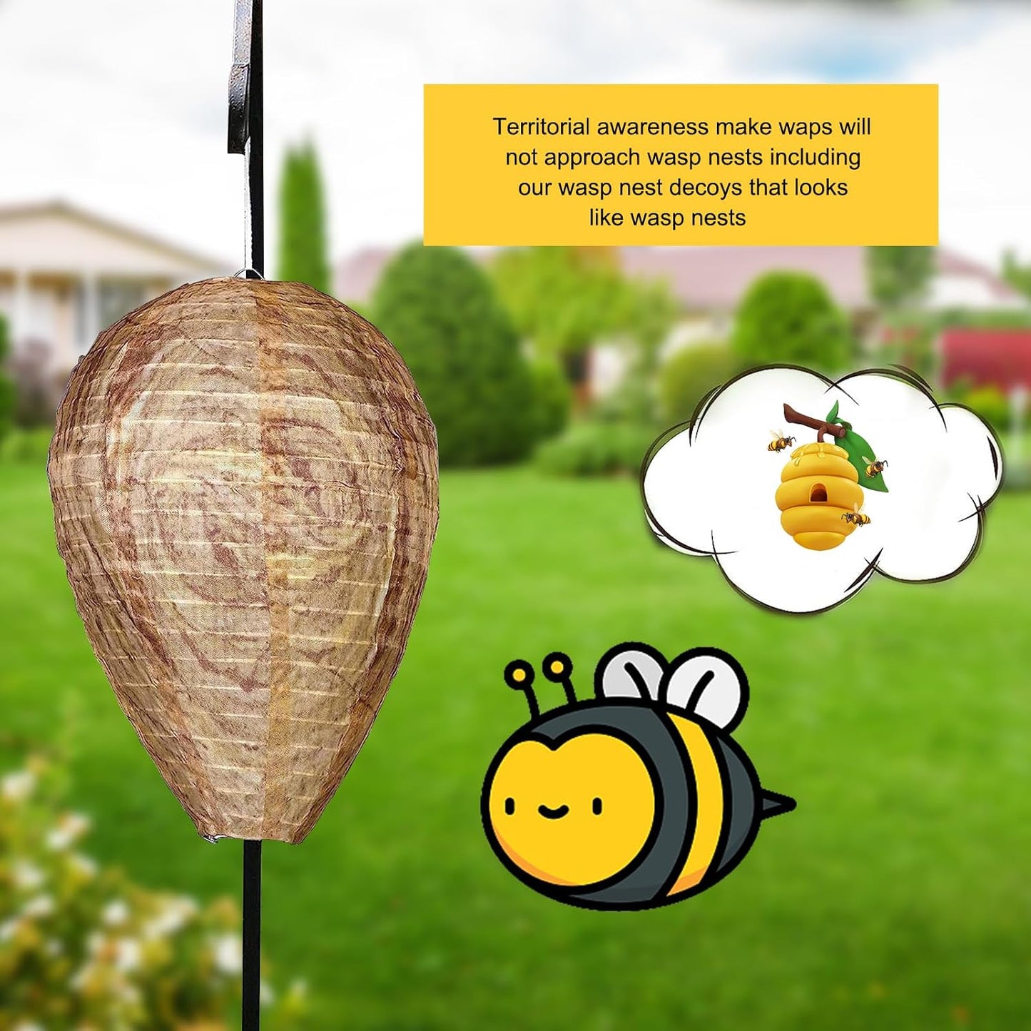 3 Pack Nest Decoy, Hanging Lantern Waterproof Wasp Deterrent, Wasp Repellent Paper Hive for Wasps Hornets Yellow Jackets