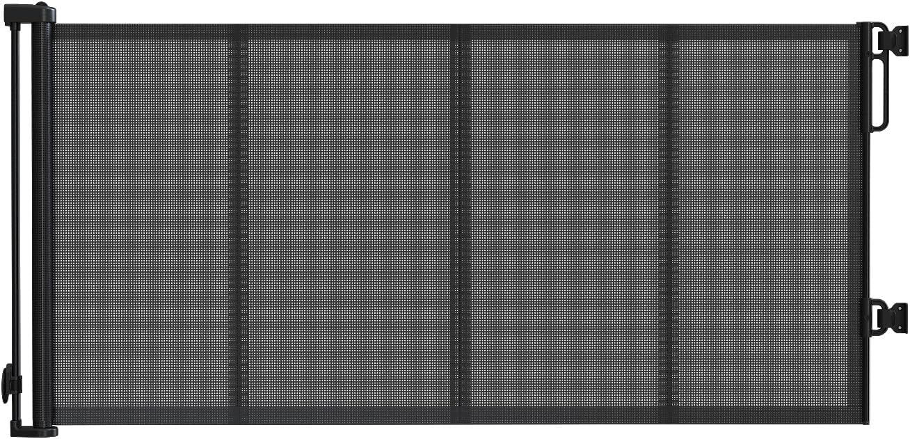 Reinforced 120" Extra Wide Retractable Baby Gates for Stairs, Mesh Saftey Gate for Pets, 10 Foot Retractable Dog Gate, No Drilling, One-Hand Operation, Retractable Gate for Indoor & Outdoor Use