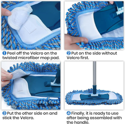 TrueYee Dust Mop for Hardwood Floors with 57" Long Handle Wet & Dry Mops for Catching Pet Hair and Dust Bunny Microfiber Dust Mops for Vinyl, Wood, Tile, Laminate Flooring