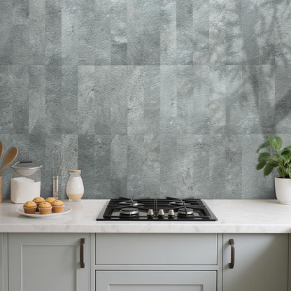 AULIGET 40-Piece Polished White Marble with Gold Peel and Stick Backsplash Wall Tiles, 3" x 12" PVC Faux Stone Stick on Tiles for Backsplash Kitchen, Bathroom, Laundry Room, Camper, Fireplace