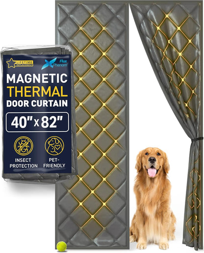 Flux Phenom Magnetic Screen Door - Bugs Out, Breeze in - 9min Install Auto-Sealing Heavy Duty Double Stitched Mesh, 52 Magnets, Hands Free Sliding & Patio Doors Net, Pet & Kid Friendly, 38 x 82 Inch