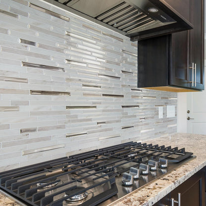 LONGKING 10-Sheet Extra Thick Peel and Stick Backsplash Tiles, Waterproof Kitchen Backsplash Peel and Stick Tile, Self-Adhesive Backsplash for Kitchen, Beige & White