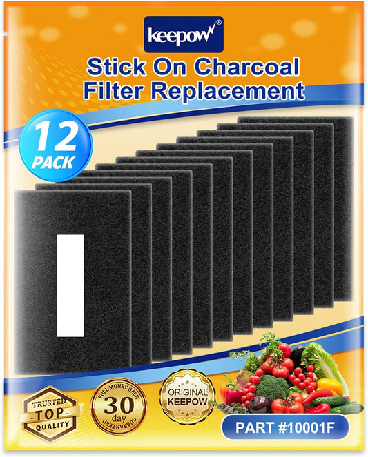 KEEPOW Universal Stick-on Trash Can Odor Absorbing Filters, Activated Charcoal Purifying Deodorizer for Trash Cans, Compost Buckets, Countertop and Recycle Bins, 12 Pack