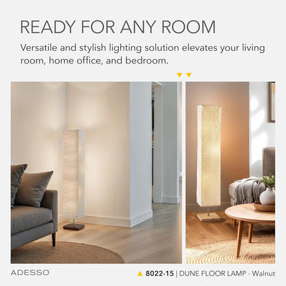 Adesso Three Light Floor Lamp – Natural Wood Base & Adjustable Brightness – Perfect Lighting for Bedroom, Living Room and Corner Decor, Beige