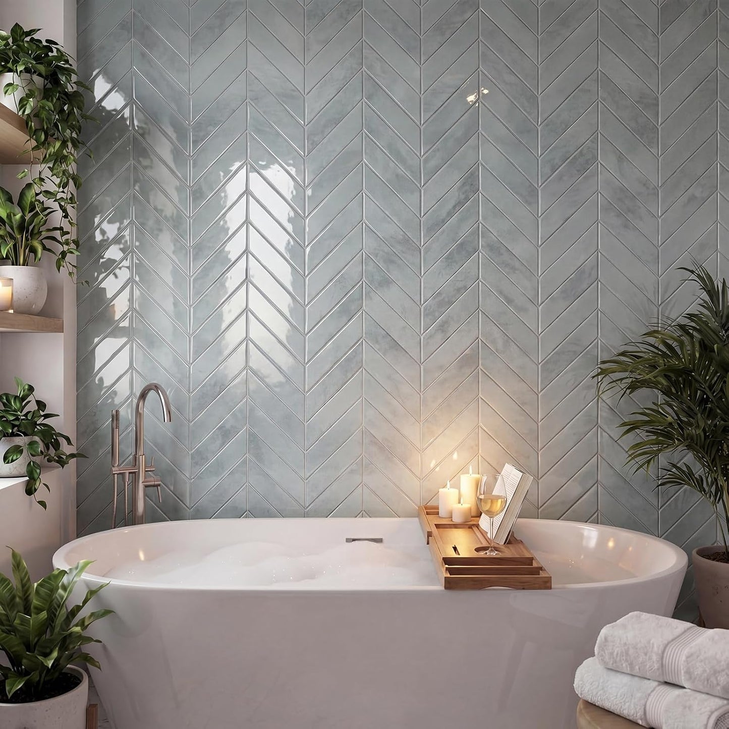 Nuanchu 10 Sheets White Herringbone Peel and Stick Backsplash 11.4 x 9 Inch 3D Stick on Wall Tiles, Self Adhesive, Waterproof & Easy to Clean for Kitchen Bathroom Rental Wall Tile