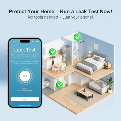 Frizzlife LP365-P Smart Water Monitor and Automatic Shutoff - 0.01 GPM Ultrasonic Micro Leak Detection, Wi-Fi / APP Control, Pressure+Flow Monitoring, 24/7 Water Usage Reports, Fits 3/4" and 1"