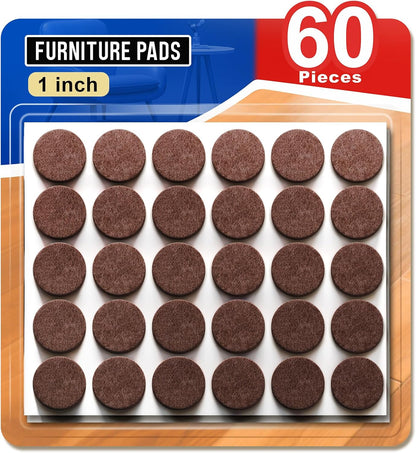 Ansible 60 PCS Felt Furniture Pads 1", Felt Pads for Chair Leg Floor Protectors for Hardwood Floors Round (Beige)