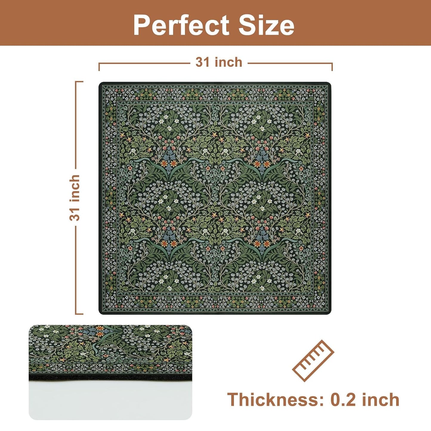 OJIA Floral Stair Treads Non-Slip Stair Runner for Wooden Steps Indoor 15PCS 30"x8" Carpet Stair Treads Stair Mats Staircase Step Treads for Kids, Elders and Dogs, Stair Covers, Black