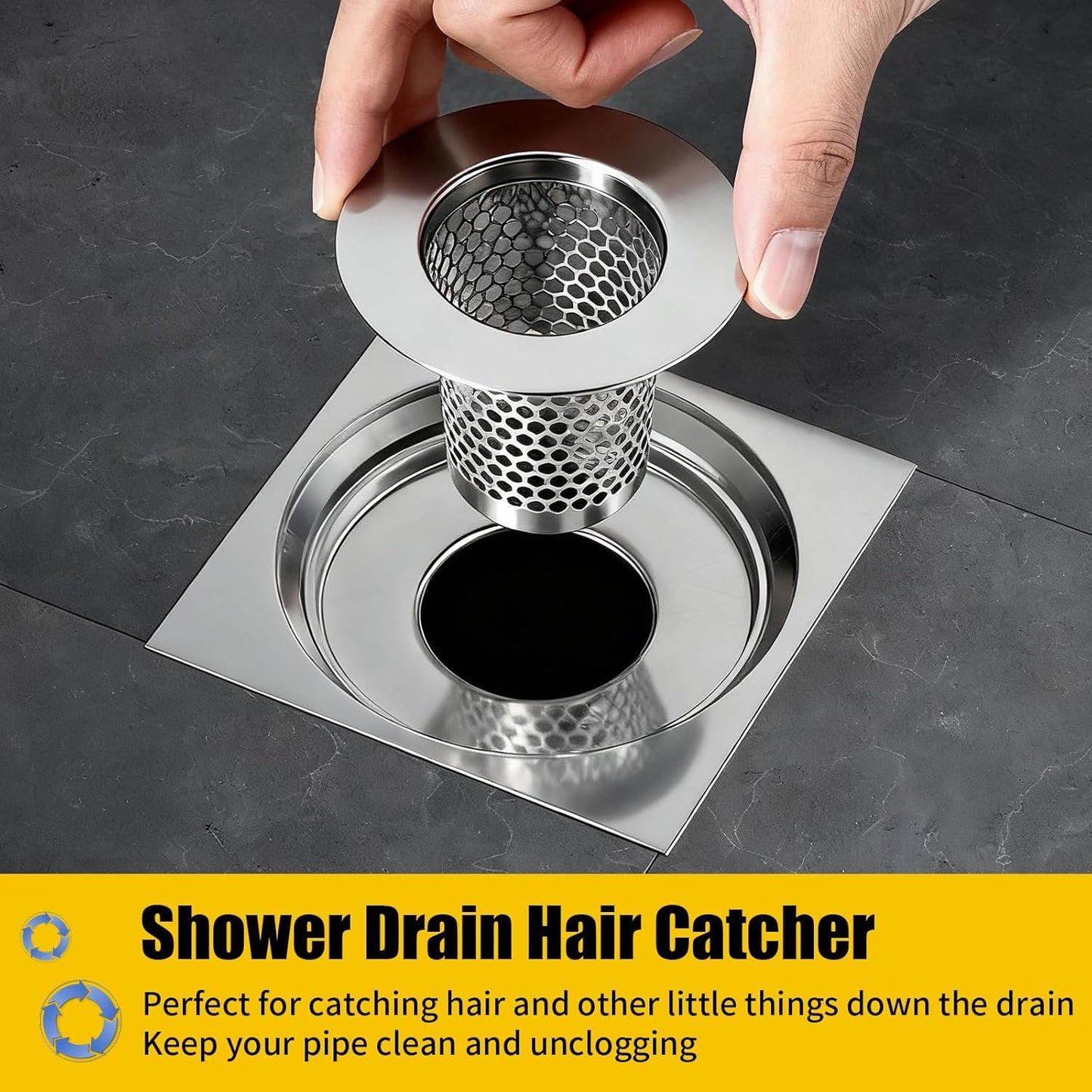 Bathroom Sink Drain Strainer, 304 Stainless Steel Hair Catcher for Bathtub Shower Floor Drain, Bathtub Drain Cover Strainer Basket Fit 1.1" to 1.97" Drain Hole (2PCS)