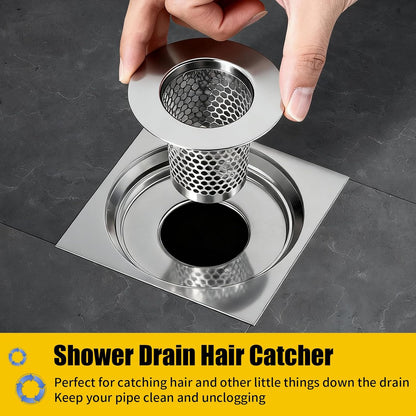 Bathroom Sink Drain Strainer, 304 Stainless Steel Hair Catcher for Bathtub Shower Floor Drain, Bathtub Drain Cover Strainer Basket Fit 1.1" to 1.97" Drain Hole (2PCS)