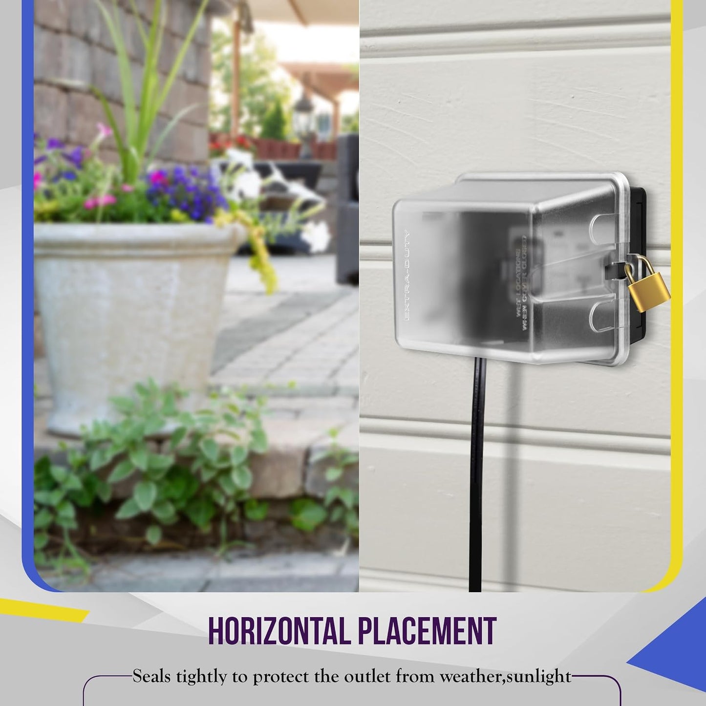 ENERLITES Outdoor Outlet Cover Extra-Duty in-Use Weatherproof Outdoor Decorator/GFCI Receptacle Outlets, Weatherproof Enclosure, 1-Gang 6.25” H x 3.5” W x 3.25” D, Clear Cover, IUC1V-D