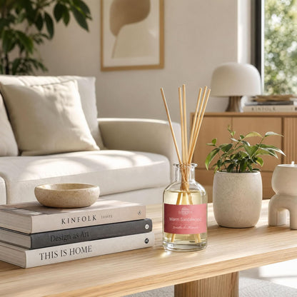 Natural Reed Diffuser Set, Fresh Lemon 3.52 oz (100ml) Scented Diffuser with Sticks Home Fragrance Reed Diffuser for Bathroom Shelf Decor, Ideal Gift for Woman