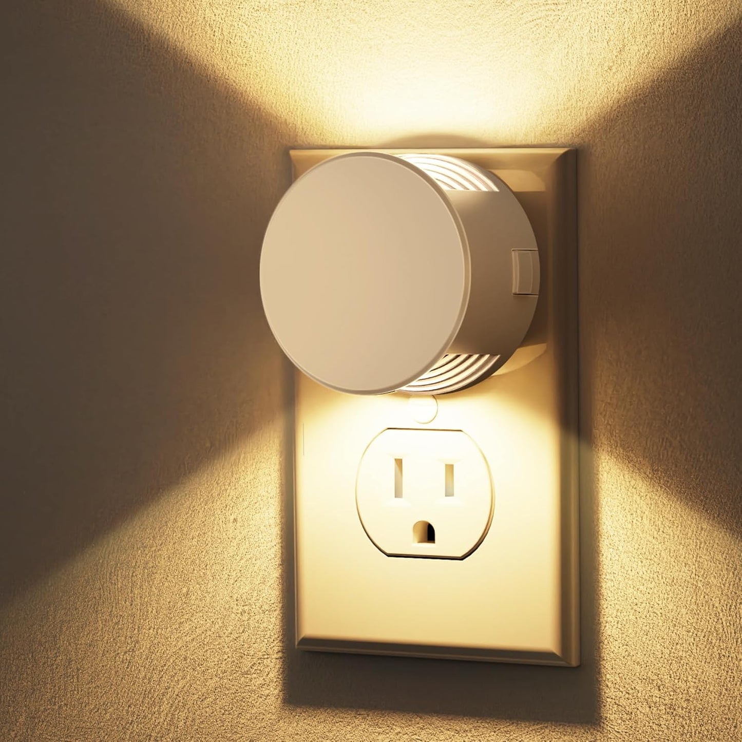 Briignite Night Lights Plug into Wall [2 Pack], White Night Light Dusk to Dawn Sensor Nightlight, Brightness Adjustable 3000K Soft White, Plug in Night Light for Bedroom, Hallway, Stairs, Kitchen